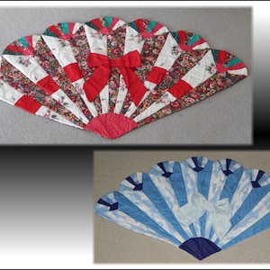 Set of 2 fan quilts Roses and blue sky.