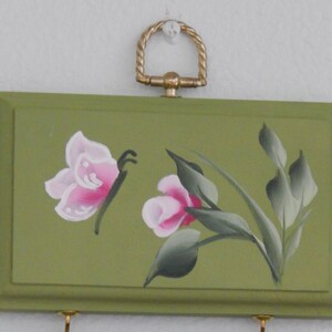 Pink Rose Butterfly Moth Hand Painted Plaque Home Decor