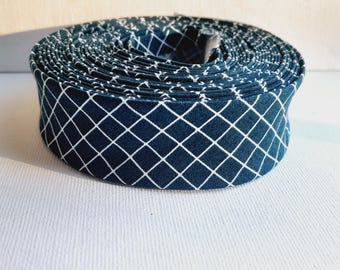 Anagram and grid in peacock, 3+ yard rolls, 1/2" double fold bias tape, 1" single fold, quilt binding, fabric trim, sewing supplies premium