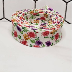 Purple pink orange floral 3+ yard rolls, 1/2" and 1" double fold bias tape, quilt binding fabric trim, face mask