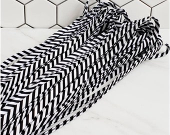 Black white striped 1/4" wide double fold biastape, tiny binding, garment tape,