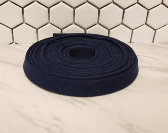NAVY KNIT cotton bias tape, 1/2" double fold 3 yard+ bundles, for neck lines on kids clothes
