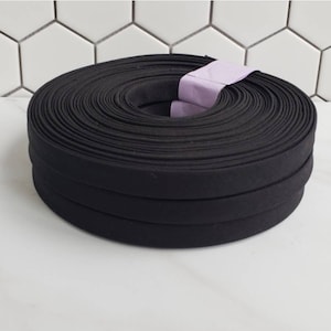 BLACK KONA cotton bias tape, 3+ yard roll, 1/2&quot; double fold bias, skinny quilt Binding, blanket binding, handmade face mask supplies
