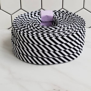 3+ yard rolls of black & white SMALL striped michael miller, bias tape, quilt binding fabric trim, face mask