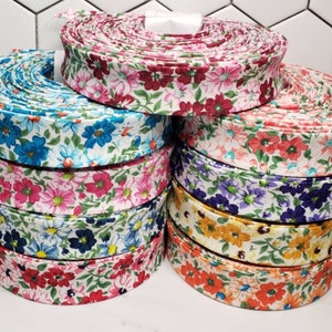 BUNDLE Flower Patch, 1/2" double fold bias tape, quilt binding, 1+ yard cuts of 9 colors, sewing supplies