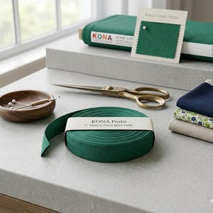 PESTO KONA cotton bias tape, 3+yard roll, 1/2" double fold bias, skinny quilt Binding, blanket binding, handmade face mask supplies