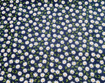 Navy ditsy white floral, 3+ yard rolls, 1/2" double fold bias tape, quilt binding fabric trim, face mask, sewing supplies