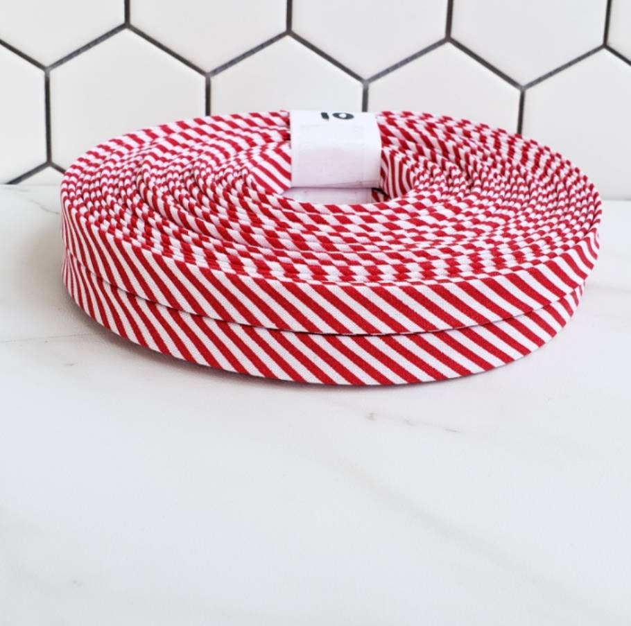Red white stripe 3+ yard rolls, 1/2" double fold bias tape, quilt binding fabric trim, face mask, sewing supplies