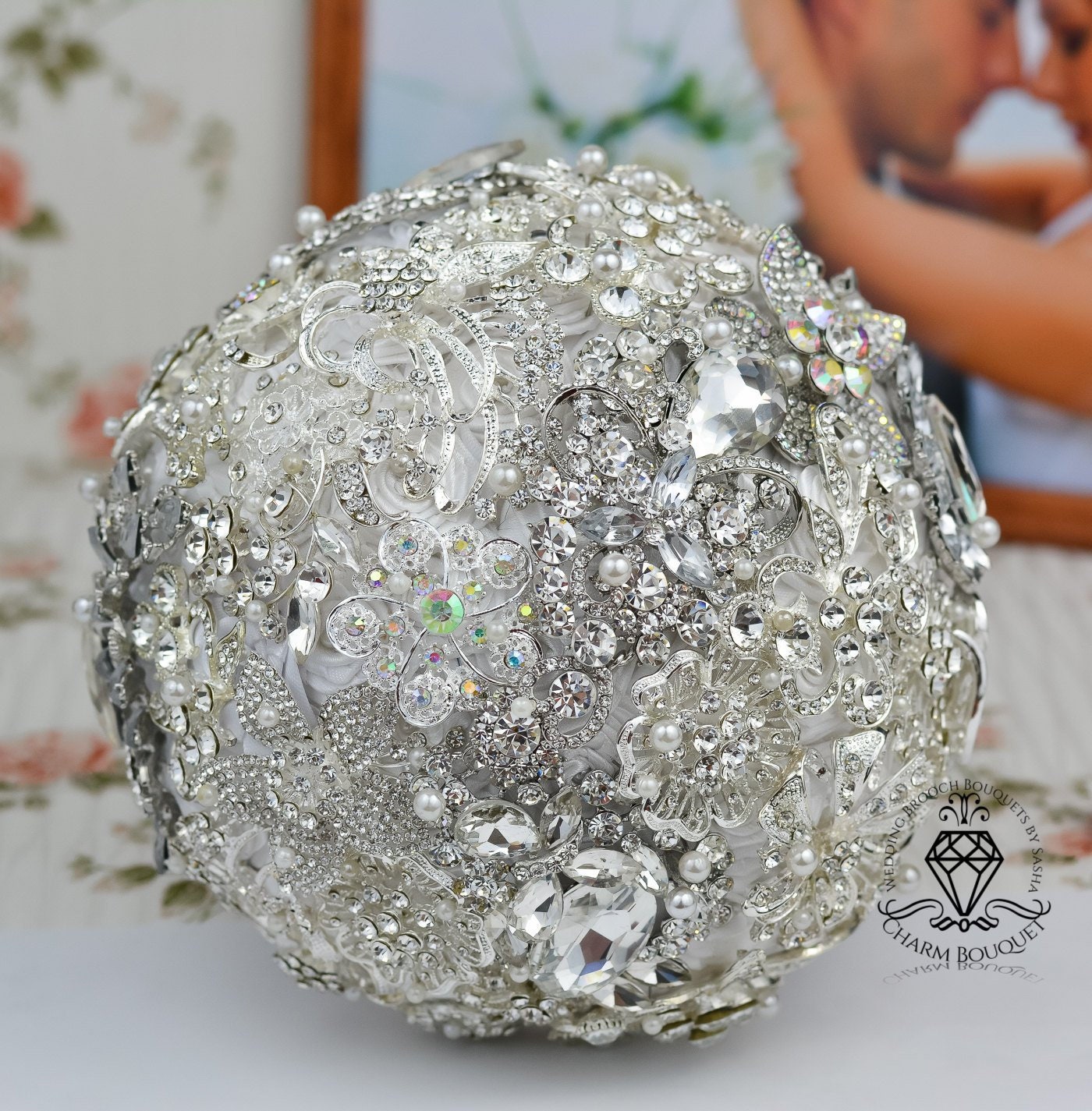 Silver Bouquet White Bouquet Bridal Bouquet Crystal | Etsy