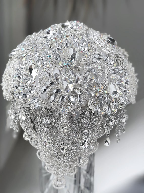 silver wedding brooch