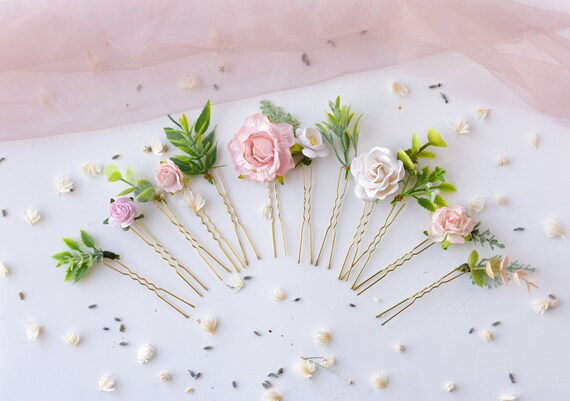 Wedding Hair Pins Pink Flower Hair Pin Bridal Floral Hair Etsy