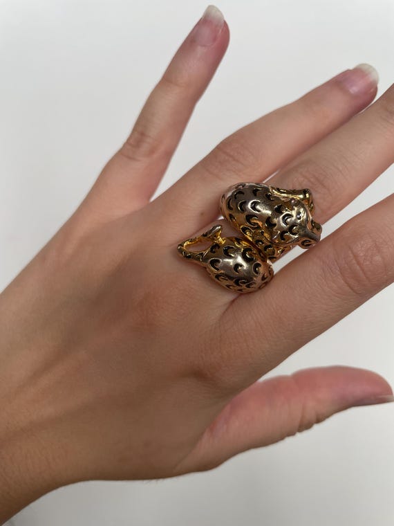 Vintage Jaguar Chunky Statement Ring - image 4