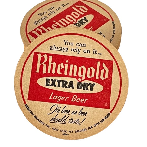 Vintage Rheingold Beer Coasters | Vintage Bar |Beer Advertising | Liebmann Breweries NY