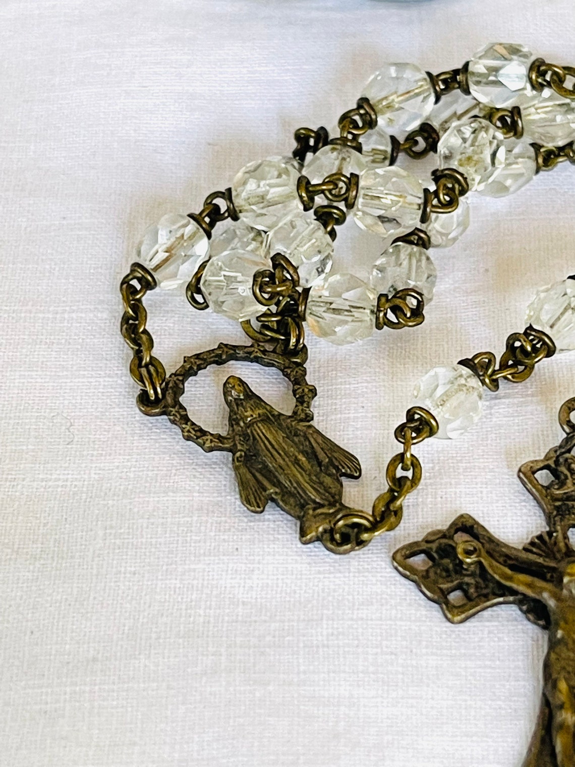 Vintage Rosary Beads Made in Italy Clear Prayer Beads Etsy