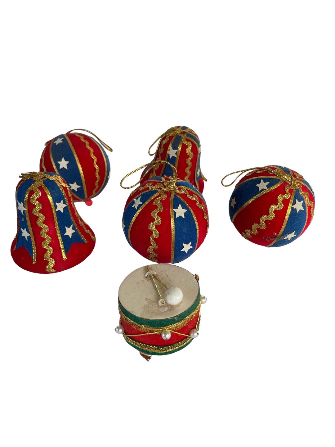 Vintage Flocked Ornaments Made in Japan Vintage Patriotic Etsy