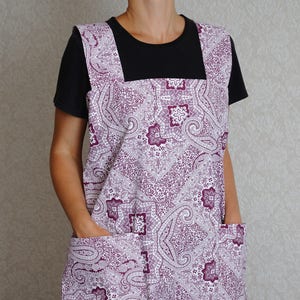 Wife gift for wife Apron dress Square Cross Back Apron Full apron Pinafore Apron No tie apron Cotton apron Kitchen apron Mother gift for mom imagem 5