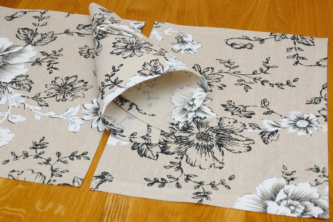 Cotton linen placemat table placemat set beige kitchen place Etsy