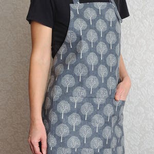 Apron for women Linen Cotton Apron Tree of life fabric Apron Cute Apron Crafter Gift Pinafore Housewarming gift New home gift for wife gift image 6