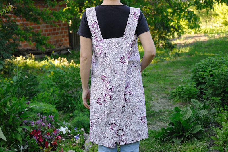 Wife gift for wife Apron dress Square Cross Back Apron Full apron Pinafore Apron No tie apron Cotton apron Kitchen apron Mother gift for mom image 3