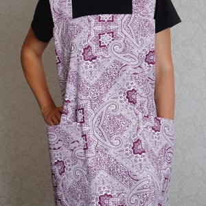 Wife gift for wife Apron dress Square Cross Back Apron Full apron Pinafore Apron No tie apron Cotton apron Kitchen apron Mother gift for mom imagem 7