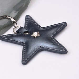 Leather keyring star purse charm star key chain leather keychain for women bag charm gift for women charm for bag on clip zipper fastener image 5