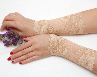 Beige Cuffs Lace bracelets Lace cuff bracelet Lace wrist cuff tattoo cover Stretch bracelet Elegant bracelet wristband Romantic gift ideas