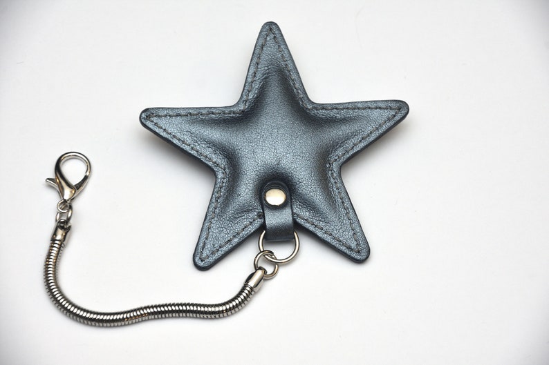 Leather keyring star purse charm star key chain leather keychain for women bag charm gift for women charm for bag on clip zipper fastener image 4