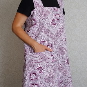 Wife gift for wife Apron dress Square Cross Back Apron Full apron Pinafore Apron No tie apron Cotton apron Kitchen apron Mother gift for mom image 6