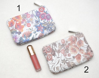 Bolsa de maquillaje de cuero Bolsa de cosméticos Monedero de cuero Bolsa de cuero Flores Arcoiris Bolsa de maquillaje de cuero Regalo para mujer Organizador de cosméticos