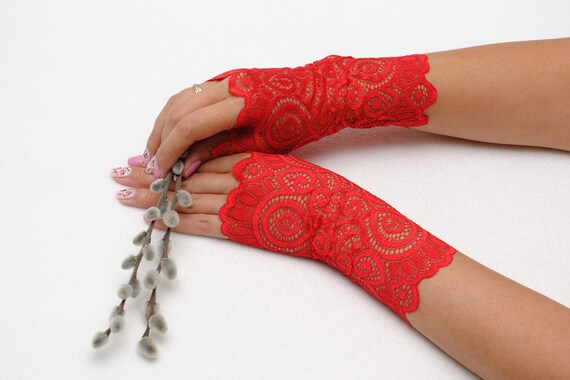 long red lace gloves