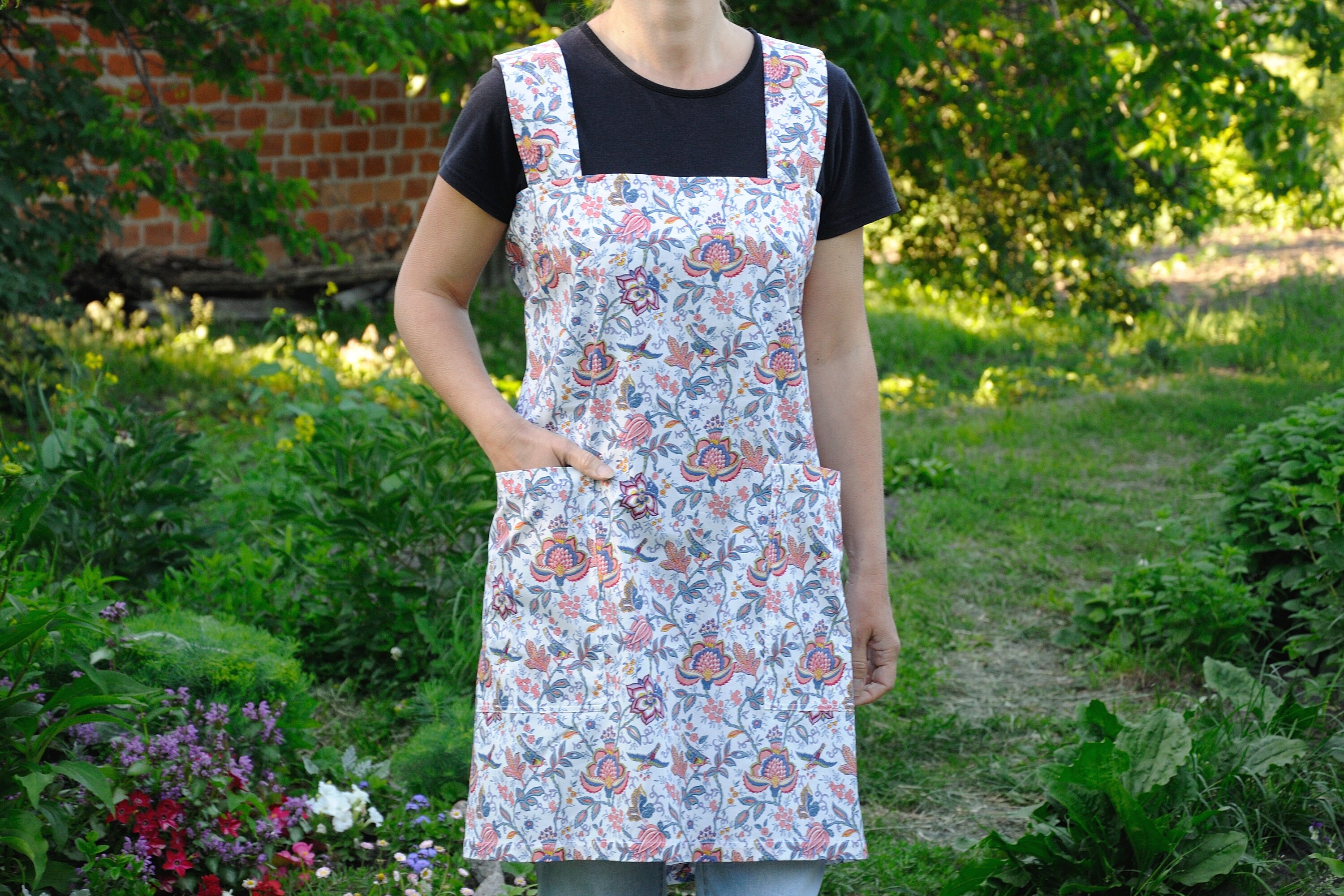 Apron Dress Japanese Square Cross Back Full Apron Pinafore No Etsy