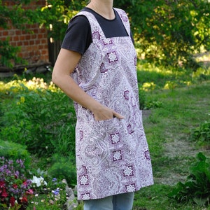 Wife gift for wife Apron dress Square Cross Back Apron Full apron Pinafore Apron No tie apron Cotton apron Kitchen apron Mother gift for mom image 1