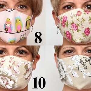 Non Medical Cloth Mask Middle size Fitted Face Mask with Nose wire Reusable Linen Cotton Adults Mask Kids Mask Butterfly Washable Reversible image 6