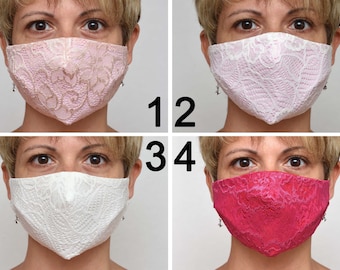 Non Medical Cloth Mask Face Mask Reusable Stretch Lace Polyester Cotton Adults Mask Kids Pattern Mask Washable Mask One Sided Women Mask