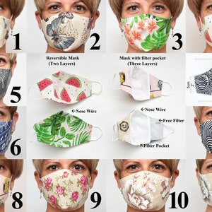 Non Medical Cloth Mask Middle size Fitted Face Mask with Nose wire Reusable Linen Cotton Adults Mask Kids Mask Butterfly Washable Reversible image 1