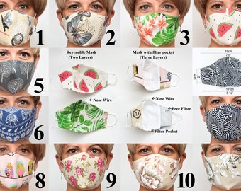 Non Medical Cloth Mask Middle size Fitted Face Mask with Nose wire Reusable Linen Cotton Adults Mask Kids Mask Butterfly Washable Reversible