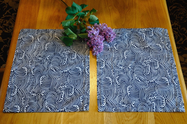 Cotton Linen Placemat Blue Cotton Placemat Table Placemat Etsy