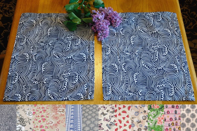 Cotton Linen Placemat Blue Cotton Placemat Table Placemat Cloth