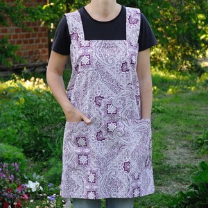 Wife gift for wife Apron dress Square Cross Back Apron Full apron Pinafore Apron No tie apron Cotton apron Kitchen apron Mother gift for mom imagem 2