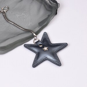 Leather keyring star purse charm star key chain leather keychain for women bag charm gift for women charm for bag on clip zipper fastener image 6