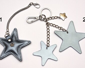 Leather keyring star purse charm star key chain leather keychain for women bag charm gift for women charm for bag on clip zipper fastener