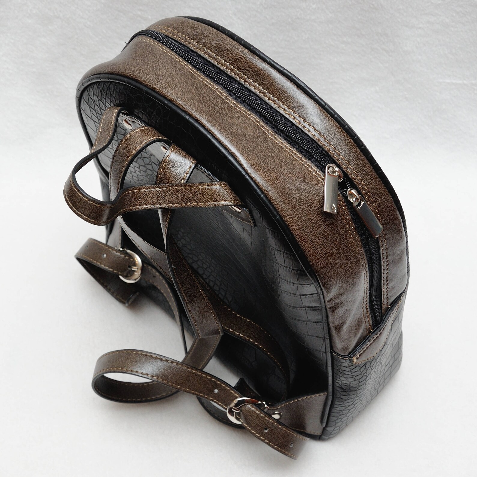 Vinyl Backpack Unique Backpack School Bag Vegan Leather Bag Etsy