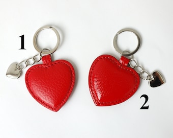Red Heart Keyring Womens gift for her Coworker gift Leather keychain Womens keychains Womens key chain Red Keyring wife gift key organizer