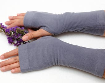 Inspirational womens gift wanderlust Fingerless gloves girlfriend gift Wrist warmers Jersey Tattoo cover gray fingerless mitts Hand Warmers