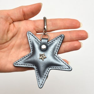 Leather keyring star purse charm star key chain leather keychain for women bag charm gift for women charm for bag on clip zipper fastener image 1