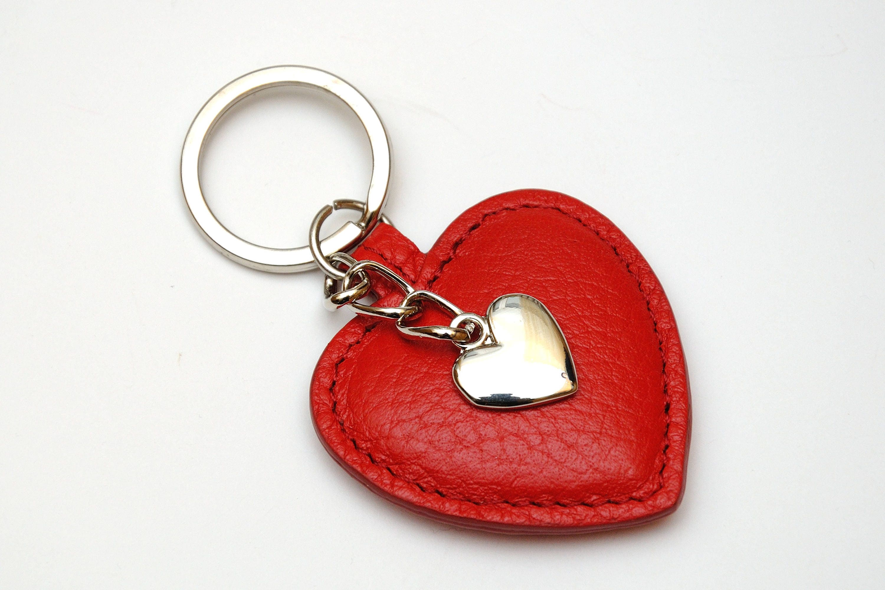 Unique DIY Leather Heart Shape Key Chain Kit Gift for Lover Black&Red