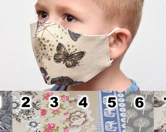 Non Medical Kids Mask nose wire Children Face Mask Reusable Linen Cotton Mask Pattern Mask Washable Mask Reversible Girl Boy Protective Mask