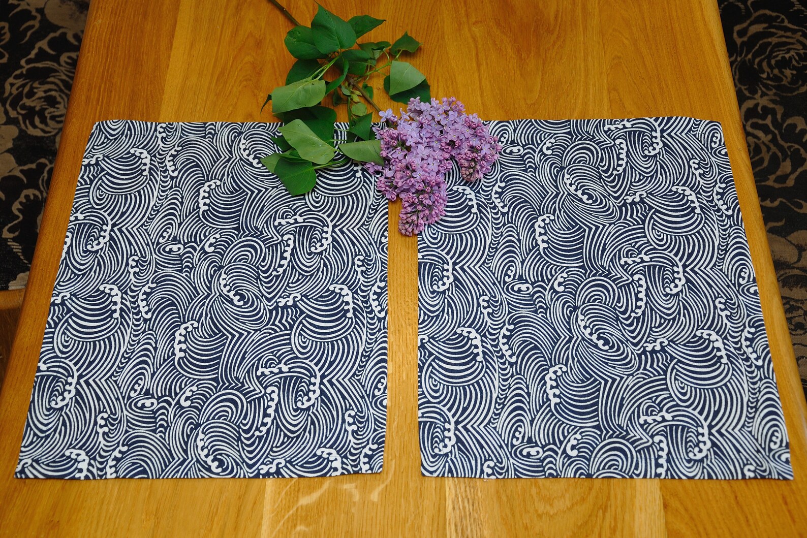 Cotton Linen Placemat Blue Cotton Placemat Table Placemat Etsy