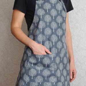 Apron for women Linen Cotton Apron Tree of life fabric Apron Cute Apron Crafter Gift Pinafore Housewarming gift New home gift for wife gift image 5