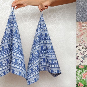 2er Set Küchentücher Elefanten Print Baumwolle Leinentücher Geschirrtücher umweltfreundliche Handtücher Geschenk für Mama Küchenwäsche Geschirrtücher
